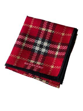 Burberry Cotton Scarf Red Plaid Tartan Print 19"